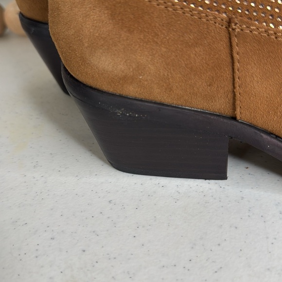 POELMAN Camel Suede Embellished Western Booties Sz Euro/38-7.5 - Picture 8 of 14
